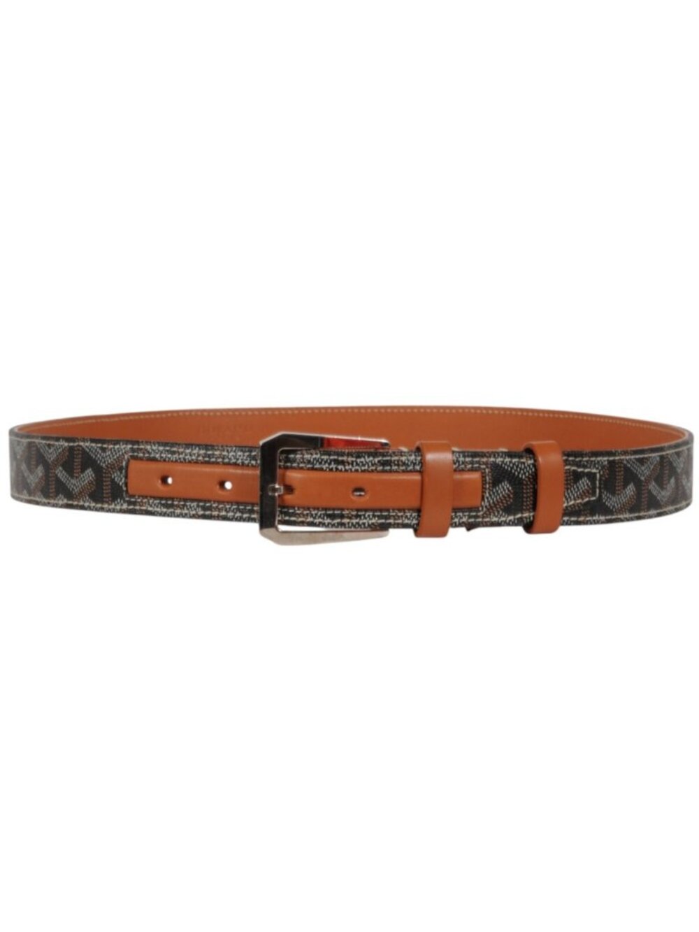 Goyard Fregate Belt 90 Black Goyardine Canvas Brown Leather Size 30 31 32 Holes